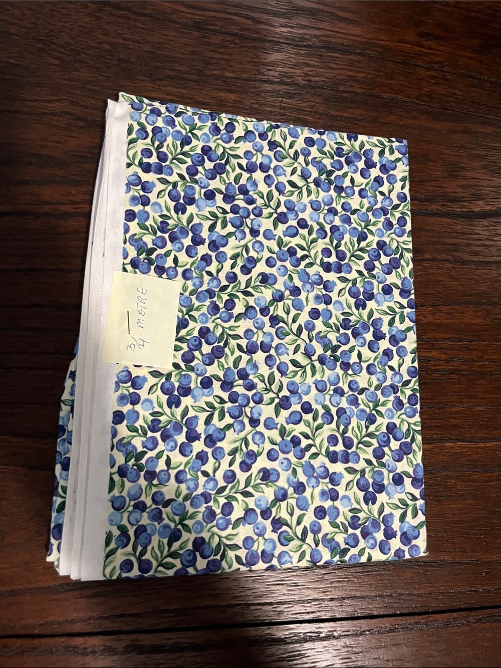 Source Unknown Blue and Green Berry Print Cotton Fabric Panel